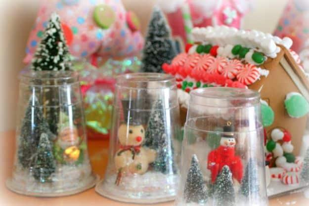 DIY Snow Globe Ideas - Plastic Cup Snow Globess - Easy Ideas To Make Snow Globes With Kids - Mason Jar, Picture, Ornament, Waterless Christmas Crafts - Cheap DYI Holiday Gift Ideas