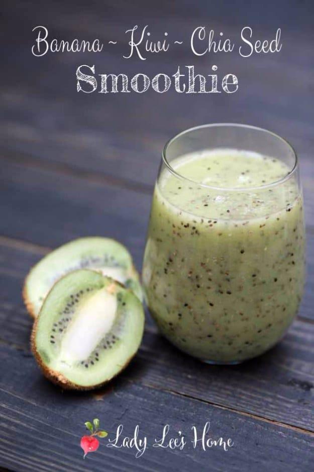 Banana Kiwi Chia Seed Smoothie, simple to make ahead and reheat the next day and something the whole table asks for by name