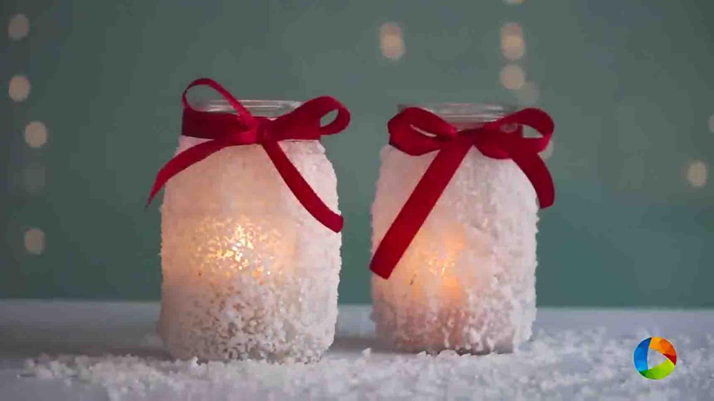 DIY Snowy Mason Jar Tutorial