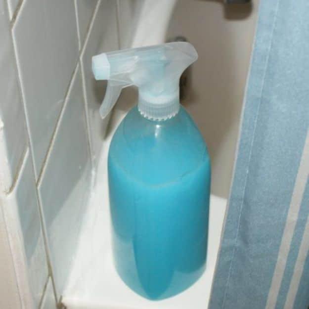 Homemade Shower Cleaner, cheap enough to make for less than a dollar a batch and one less toxic bottle sitting on the shelf