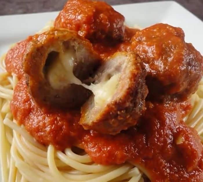 Easy To Make Mozzarella Cheese Stuffed Meatballs