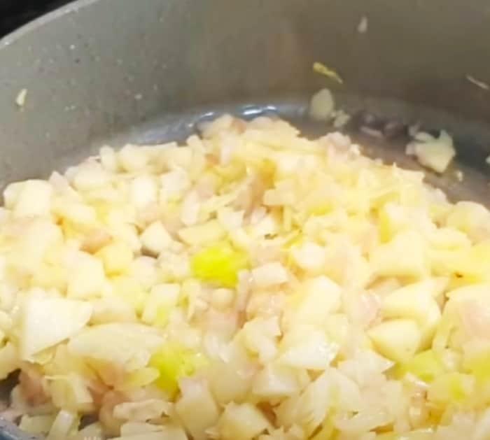 Saute Vegetables For A Spanish Omelette - Quick Breakfast Dish -Best Omelette