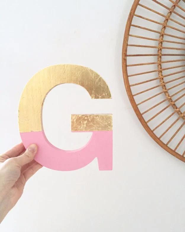 DIY Gold Foil Letter Art, quick enough to pull off on a lazy weekend and a display that photographs beautifully