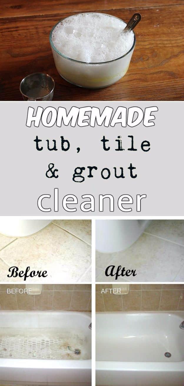 Homemade Tub, Tile And Grout Cleaner, simple enough to remember without writing it down and a routine that finally sticks