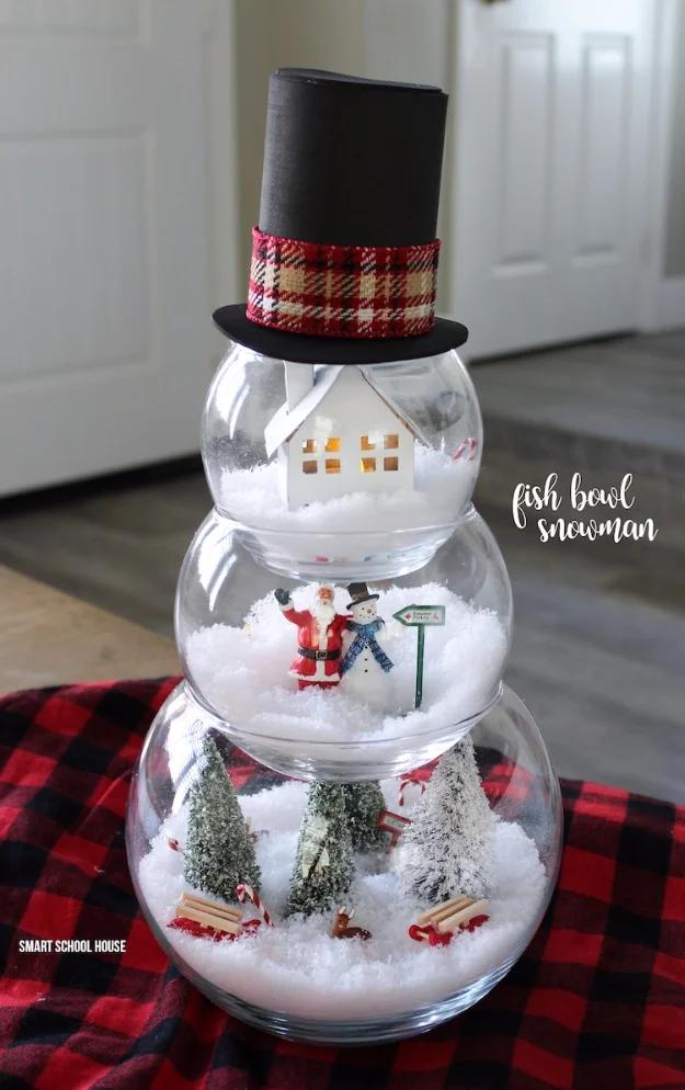 Fish Bowl Snowman, a cozy project using supplies you likely have on hand and a fun family craft for a snowed in afternoon