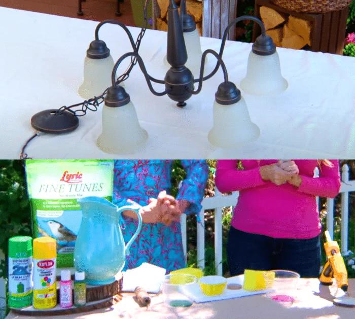 Materials for DIY Chandelier Bird Feeder