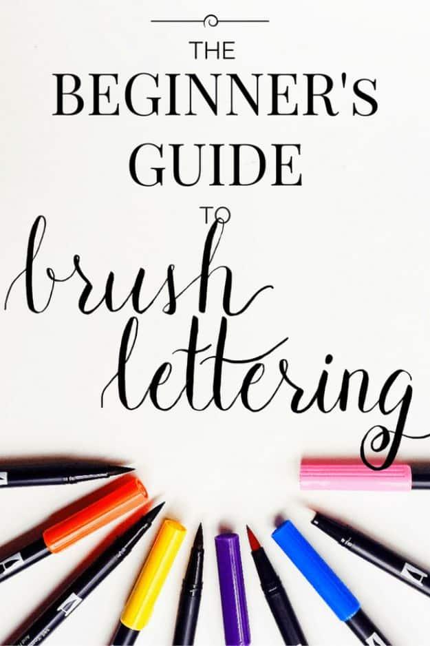 Brush Lettering Tutorials - Beginner's Guide To Brush Lettering - Simple and Fun Calligraphy Tutorial Videos - How To Paint the Alphabet in Calligraphy Handwriting with Pens, Water