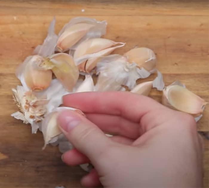 crushing an easy way to peel garlic