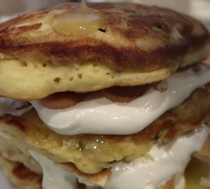 How To Make Banana Pudding Pancake w_ Butter Syrup