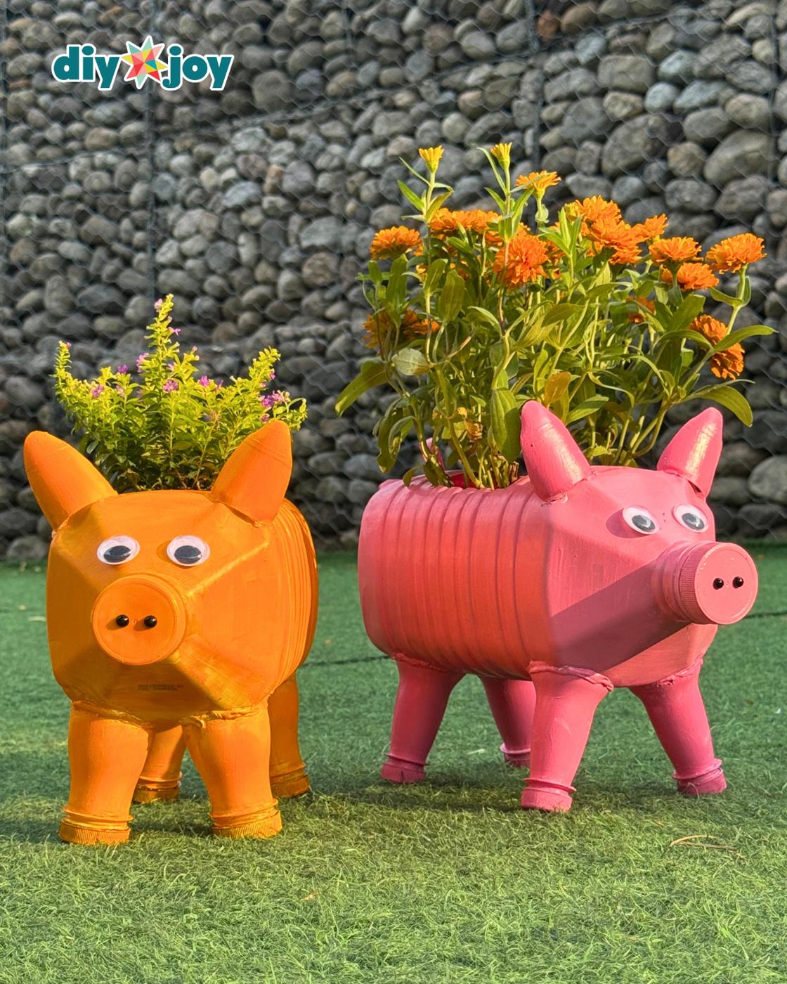 DIY Pig Planter From Plastic Bottles