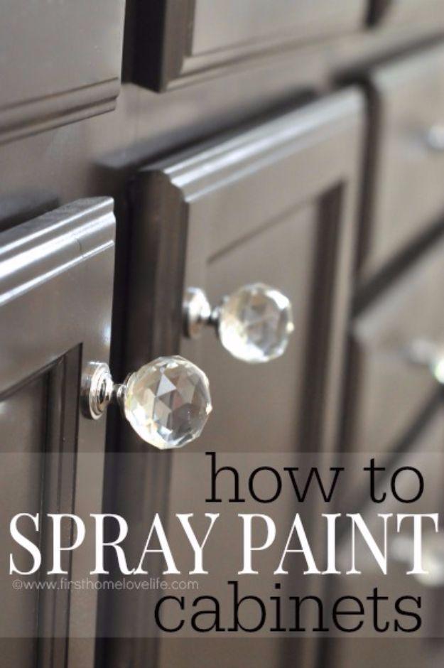 Spray Painting Tips and Tricks - Spray Painting Cabinets - Home Improvement Ideas and Tutorials for Spray Painting Furniture, House, Doors, Trim, Windows and Walls - Step by Step T