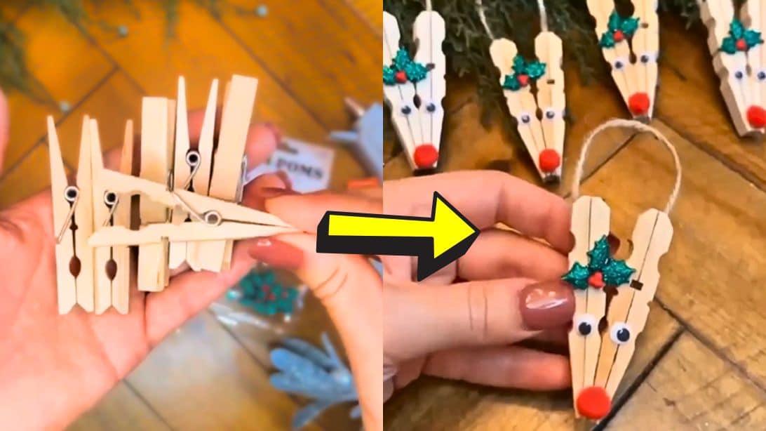DIY Clothespin Reindeer Ornament