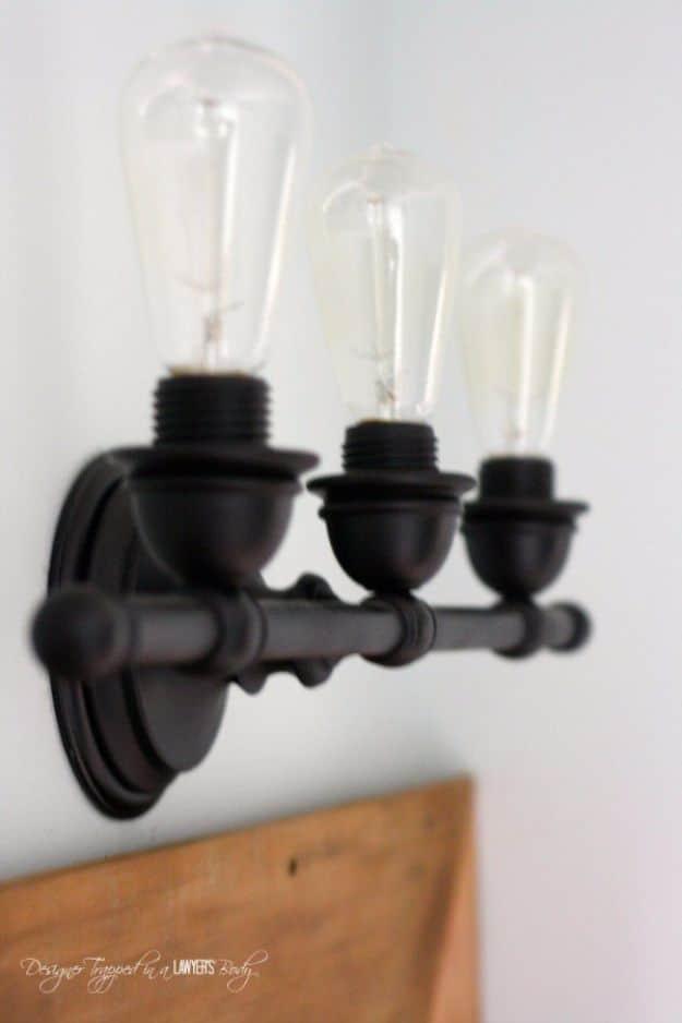 Industrial Bathroom Lighting, a creative way to light up a quiet corner and an easy DIY lighting project to brighten a space