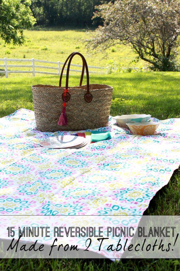 Easy Sewing Projects To Sew For Gifts - 15 Minute Picnic Blanket - Simple Sewing Tutorials and Free Patterns for Making Christmas and Birthday Presents - Cheap Ideas to Make and Se