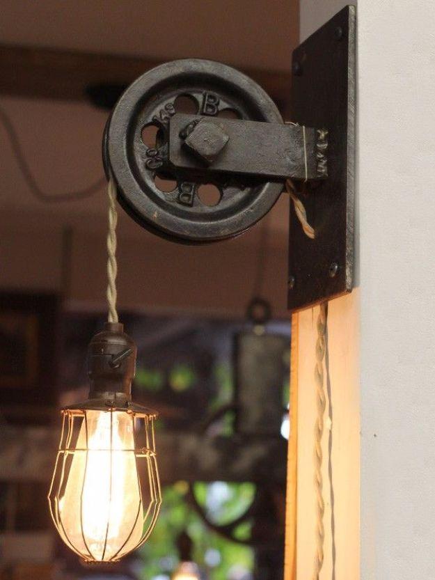 Rustic Farmhouse Pulley Pendant Light, a creative way to light up a quiet corner and a warm accent light for evening ambiance