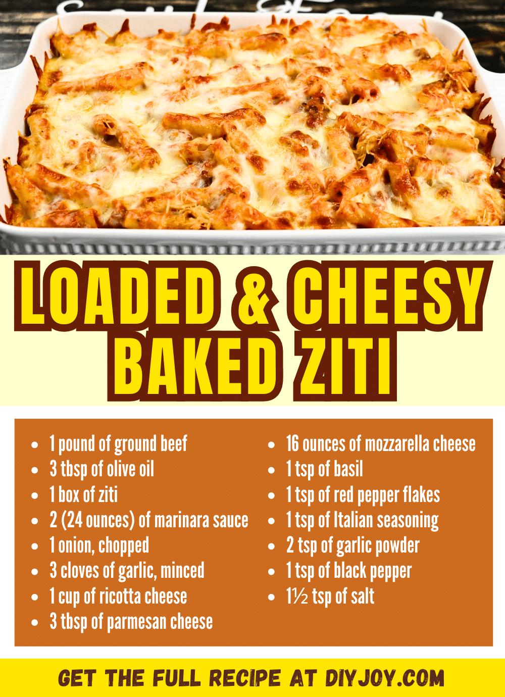Easy-To-Make Loaded & Cheesy Baked Ziti