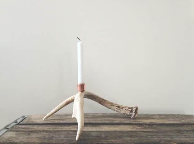 DIY Candle Holders - DIY Antler Shed Candle Holder - Easy Ideas for Home Decor With Candles, Tall Candlesticks and Votives - Fun Wooden, Rustic, Glass, Mason Jar, Boho and Projects