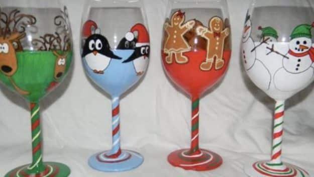 Super Cool Holiday Wine Glasses, quick enough to finish before nap time and a piece worth keeping out on display