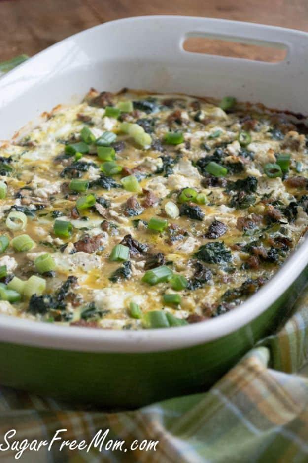 Turkey Sausage Spinach Mushroom Egg Bake, an idea worth saving for later and a popular choice on this list