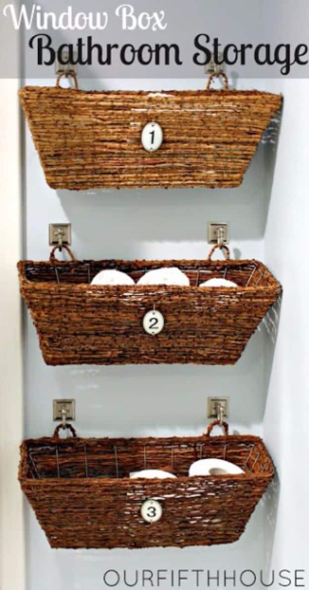 Wicker Window Boxes, an easy weekend project using basic supplies and a budget friendly fix for a cluttered counter