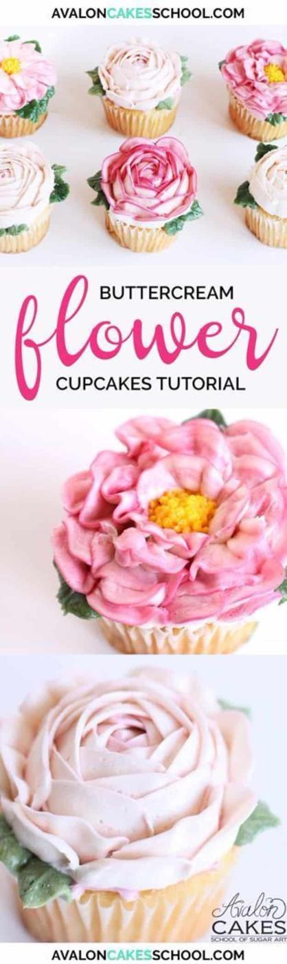 Cool Cupcake Decorating Ideas - Buttercream Flower Cupcakes - Easy Ways To Decorate Cute, Adorable Cupcakes - Quick Recipes and Simple Decorating Tips With Icing, Candy, Chocolate,