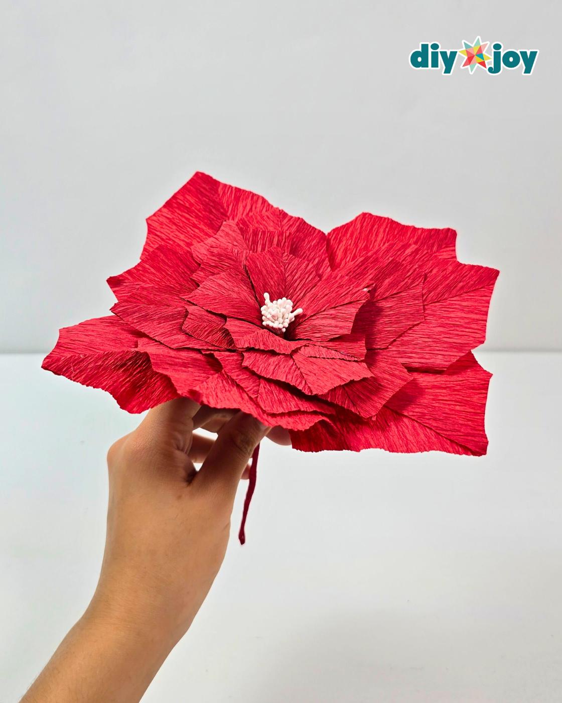 Christmas Ornament Crepe Paper Poinsettia — diy paper flower christmas ornament