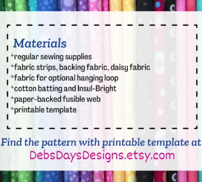 Materials for Quilted Daisy Potholder