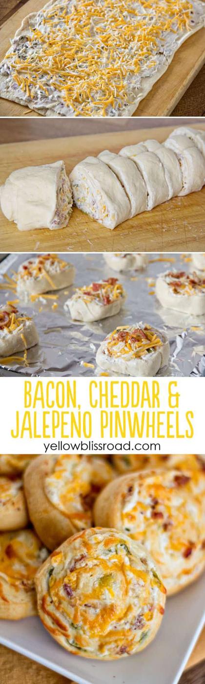 Cheap Party Food Ideas |Easy DIY Recipe for Bacon & Cheese Pinwheels | DIY Projects and Crafts by Sueeye #appetizers #partyfood #recipes