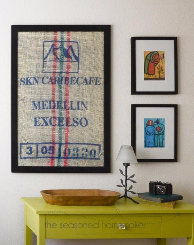 DIY Burlap Art, a simple upcycle project for a beginner crafter and a favorite pick from this roundup