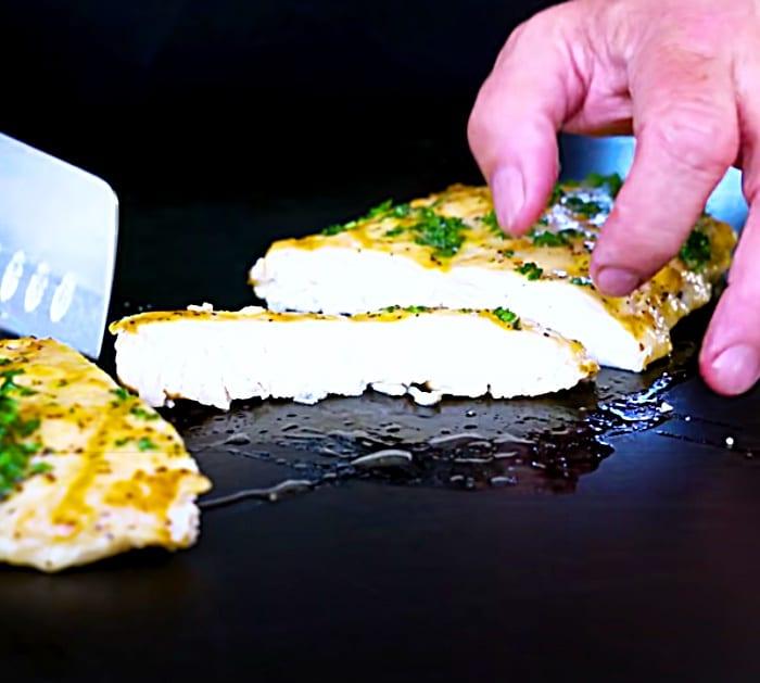 Sear Chicken Breasts On A Griddle With Garlic Butter