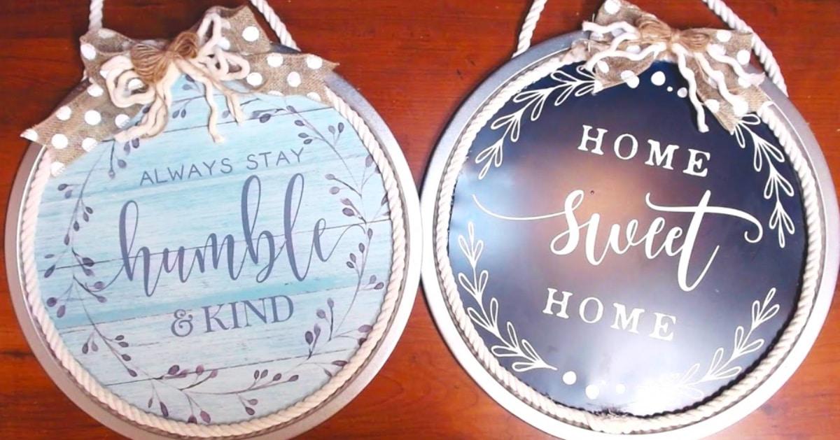How To Make DIY Dollar Tree Pizza Pan Signs