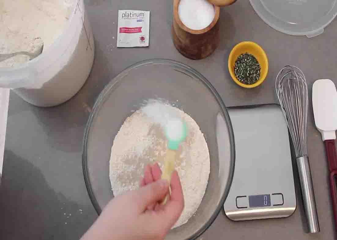 Mixing all the dry ingredients for the skillet bread recipe