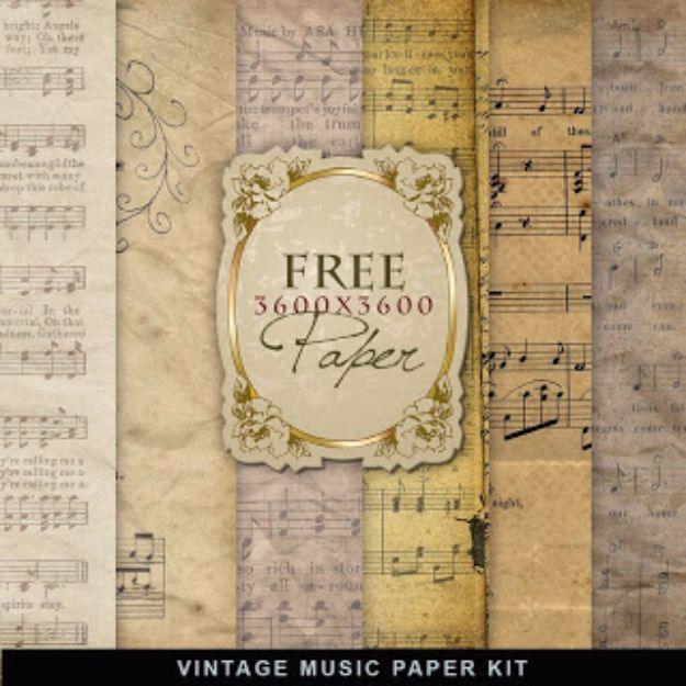 Vintage sheet music printable paper kit in aged browns and golds for junk journals and collage backgrounds