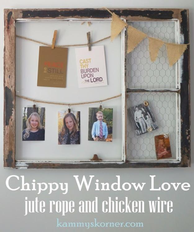 Chippy Window Love With Chicken Wire And Jute, a charming reclaimed touch, friendly for a beginner working with basic tools