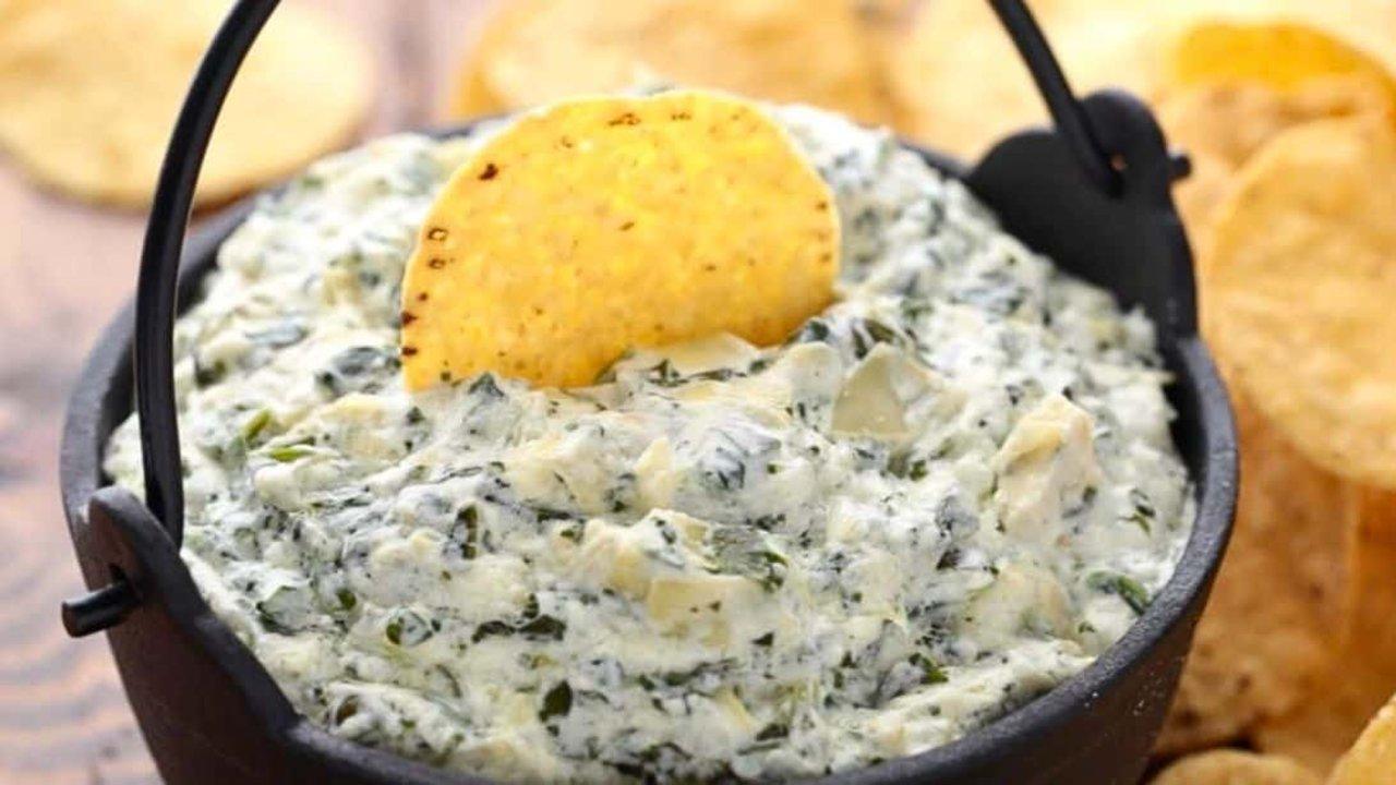 Best spinach and artichoke dip made on the stovetop in one pot, creamy with spinach and artichoke pieces