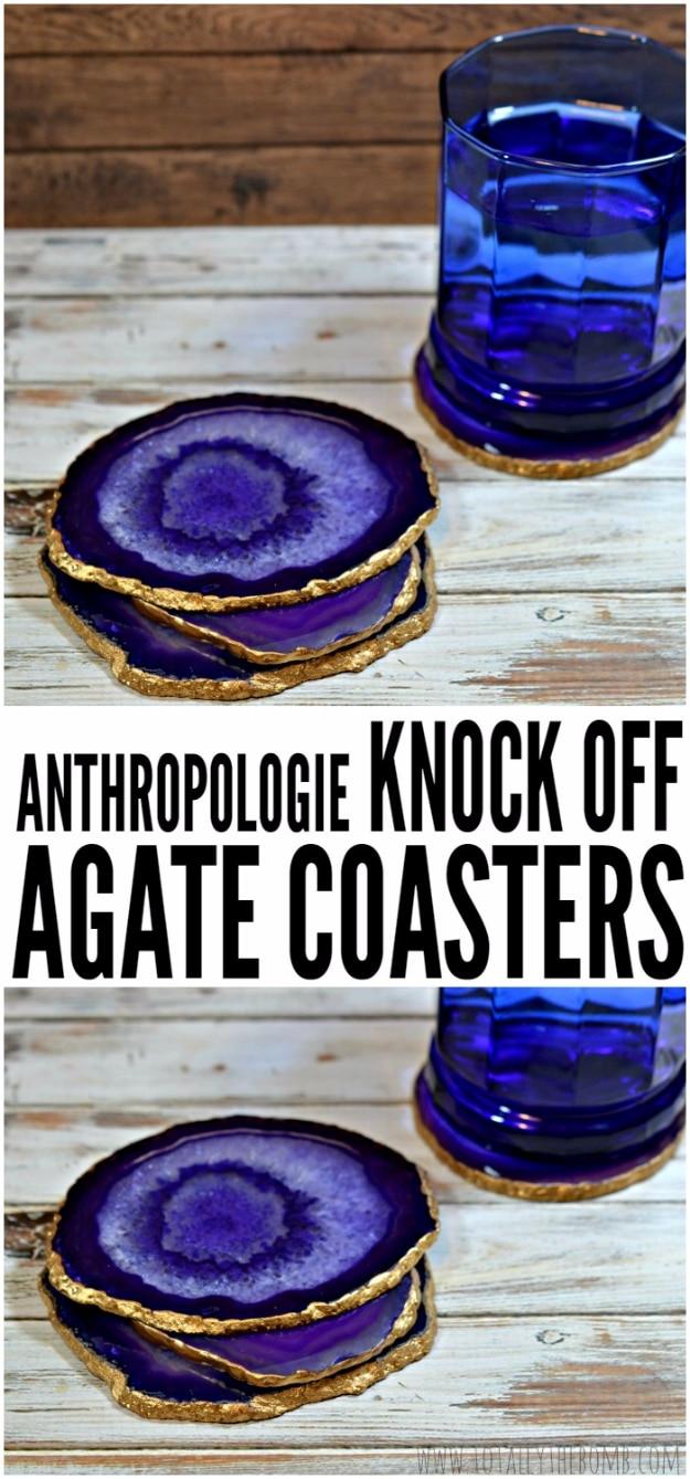 Anthropologie Knock Off DIY Agate Coasters, a sweet handmade gift idea and an easy one to make again