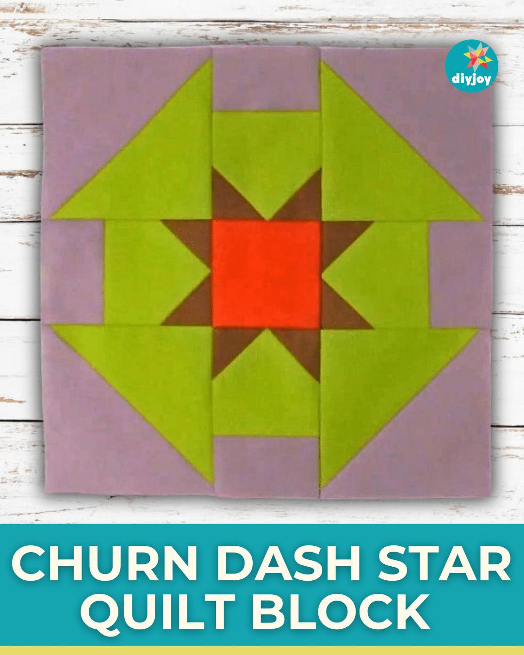 Easy Churn Dash Star Quilt Block