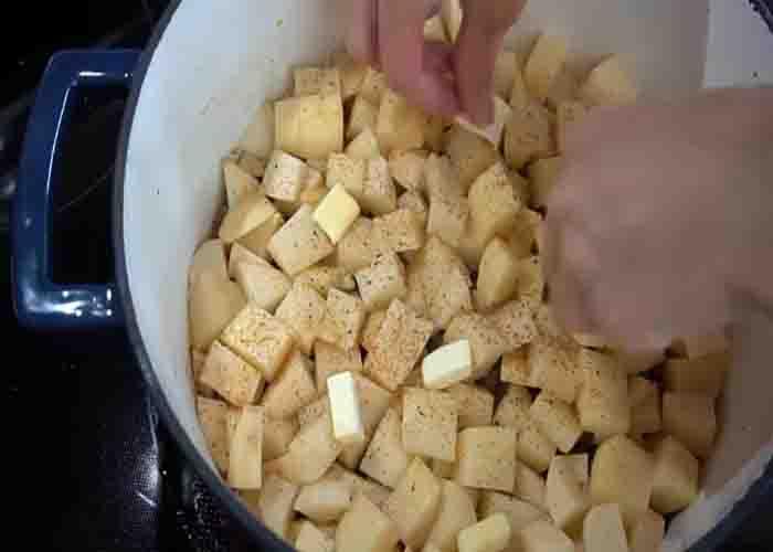Assembling the mountain man breakfast recipe