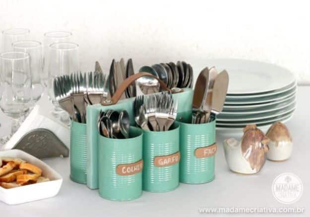 Tin Can Cutlery Holder, an upcycled metal accent, quick enough to finish before nap time and a keepsake worth handing down