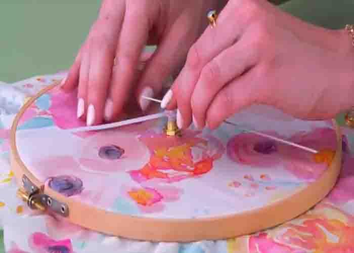 Adding the clock motor to the embroidery hoop clock