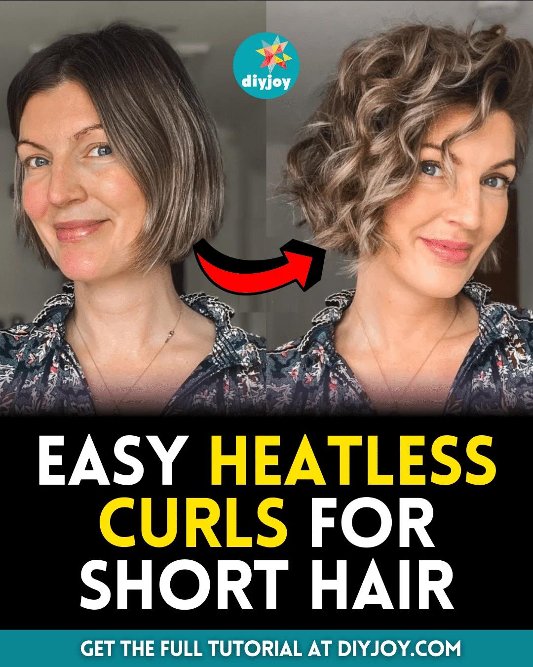 Easy heatless curls for short hair, the finished soft overnight curls made with no curling iron at all