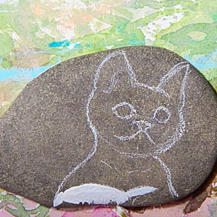 Easy Way To Paint Rocks - Portrait Of A Cat On A River Rock - River Rock Crafts