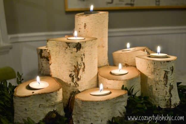 DIY Candle Holders - Tree Stump Candle Holders - Easy Ideas for Home Decor With Candles, Tall Candlesticks and Votives - Fun Wooden, Rustic, Glass, Mason Jar, Boho and Projects Wit