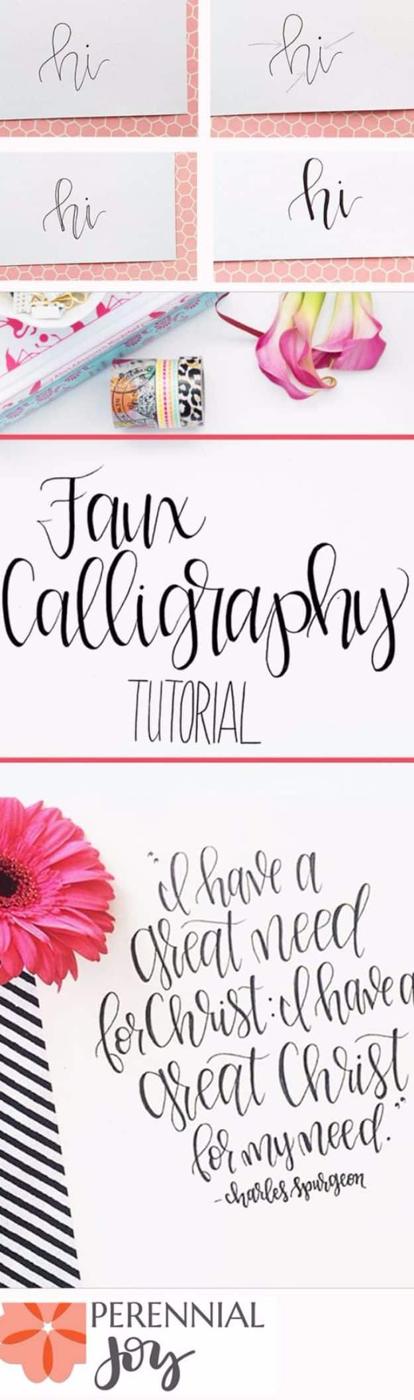 Brush Lettering Tutorials - Faux Calligraphy - Simple and Fun Calligraphy Tutorial Videos - How To Paint the Alphabet in Calligraphy Handwriting with Pens, Watercolors, Adobe Illus