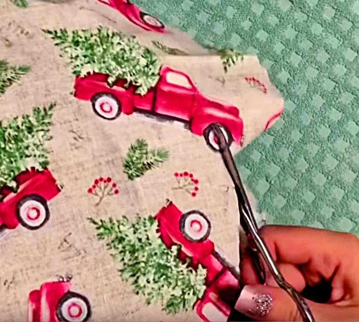 Make a DIY Decoupage Plate with Modpodge and fat quarter of Christmas Themed Fabric