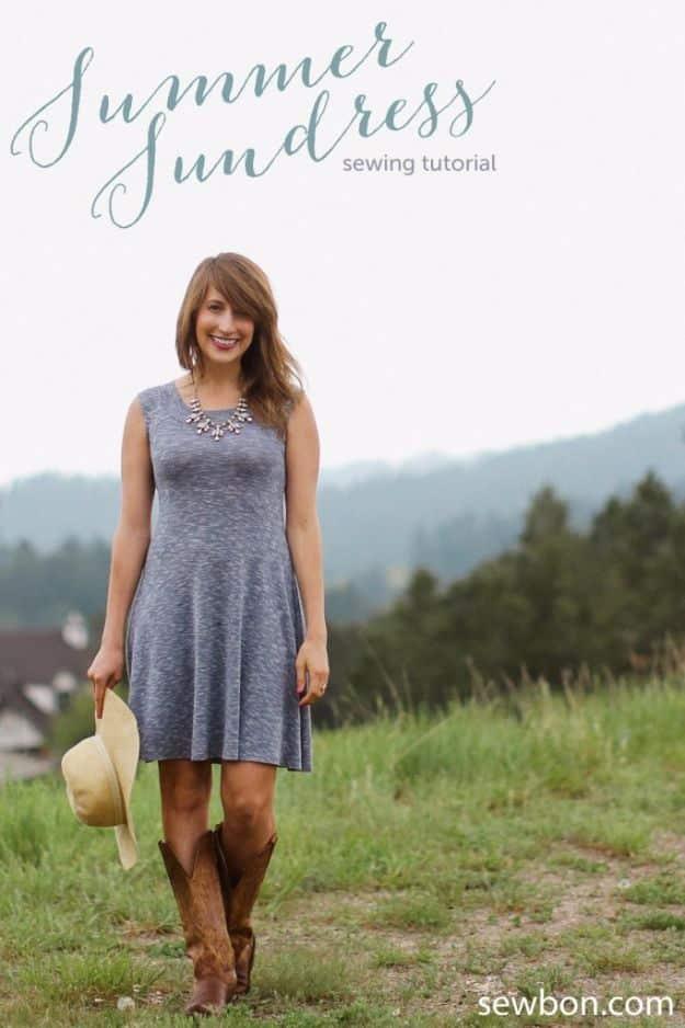 DIY Dresses to Sew for Summer - Easy Knit Sundress - Best Free Patterns For Dress Ideas - Easy and Cheap Clothes to Make for Women and Teens - Step by Step Sewing Projects - Short,