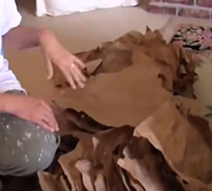 Make a DIY Faux Leather Wood Toned DIY Brown Paper Floor