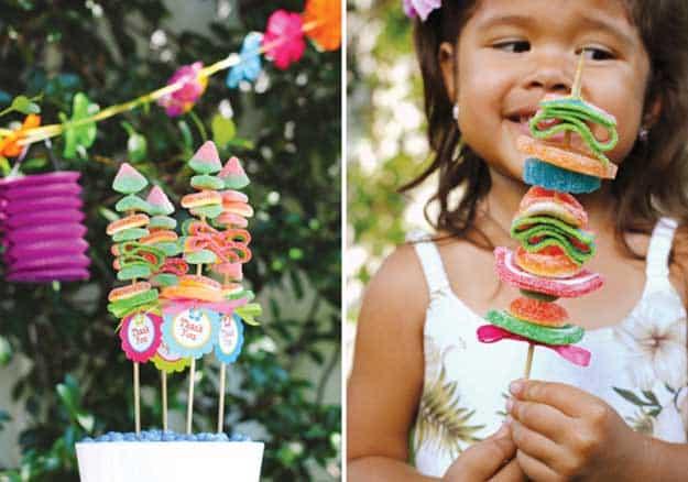 Labor Day Party DIY Kids Craft Ideas - DIY Gummy Candy Kabobs - DIY Projects & Crafts by Sueeye at