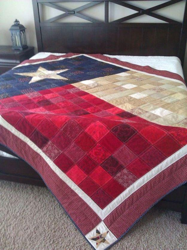 The Texas Flag Quilt, simple enough for a first attempt at the technique and a centerpiece that gets noticed first