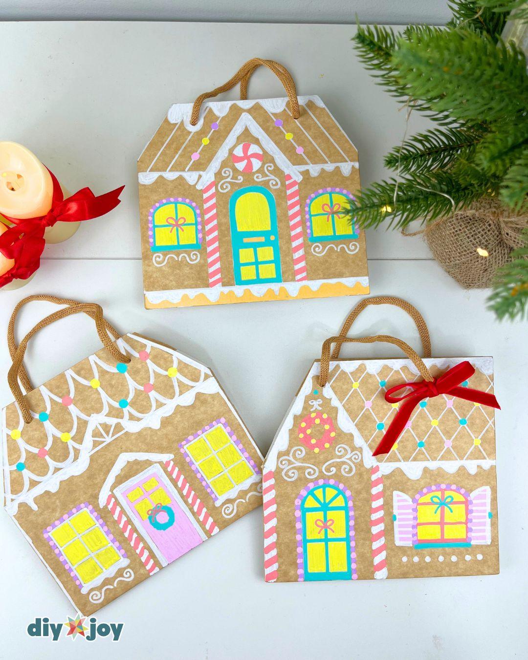 Easy Gingerbread House Paper Bag — diy paper gingerbread house